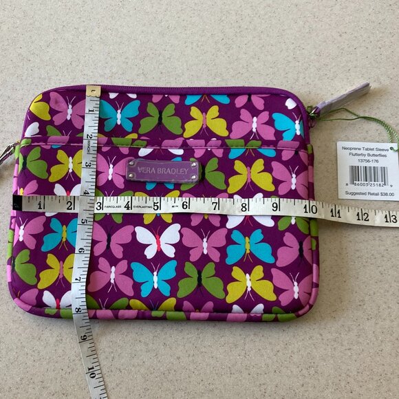 Vera Bradley Medium iPad Tablet Sleeve NWT Purple w/ Butterflies Flutterby - Picture 8 of 12